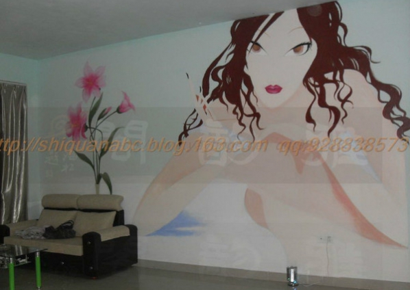 2009年10月梅花山庄别墅室内卧室壁画作品