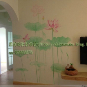 2015年6月中航天逸花园张小姐家背景墙手绘