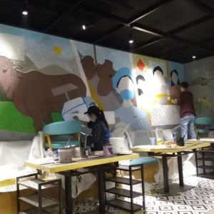 2018年3月《潮汕大目牛肉火锅》海岸城分店墙绘案例
