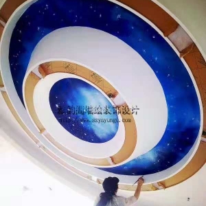2018年4月深圳南山海岸城一体健康体验馆天花星空壁画