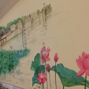 2018年6月《湘缘私味》餐厅大堂，包间壁画