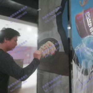 2018年10月宝安滨海春城《永盛购物广场》美食区，儿童乐园区墙绘壁画案例
