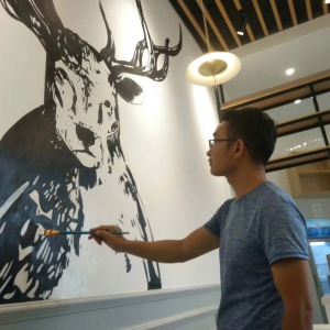 2018年12月深圳鹿角巷奶茶店（民治优城店）墙绘壁画作品2