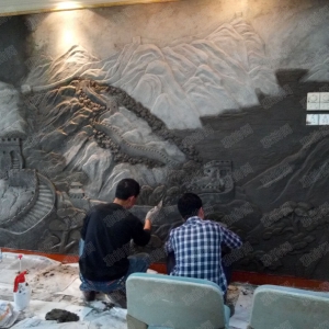 深圳中国人保会议厅背景墙浮雕案例1