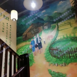 2019年1月东莞凤岗《土菜王》餐厅墙绘壁画案例