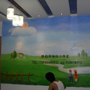 2010年7月深圳宝安富盈门花园室内背景墙手绘作品