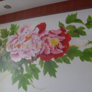2011年10月深圳墙体彩绘--深圳万众生活村林先生家沙发背景手绘墙壁画