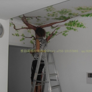 2012年3月深圳市金地梅陇镇王小姐家手绘客厅，电视背景墙
