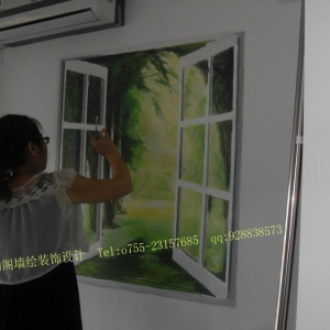 2012年3月深圳市金地梅陇镇王小姐家手绘客房背景墙