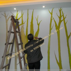 2013年2月深圳龙华锦绣御园刘小姐家手绘背景墙壁画