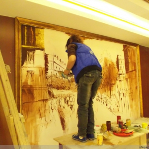 2015年1月深圳市龙华新区给力自由KTV背景墙壁画工程