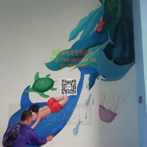 2019年12月中山市三角镇《融创月湾首府》园建（棋艺区，儿童活动区）墙绘壁画案例