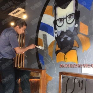 2015年龙华美发厅店铺背景墙手绘壁画
