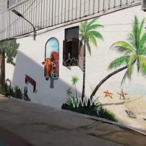 文旅食街文化墙3D墙绘网红打卡地手绘壁画——2021年5月东莞桥头《上荷坊。文创食街》墙体彩绘壁画（三）