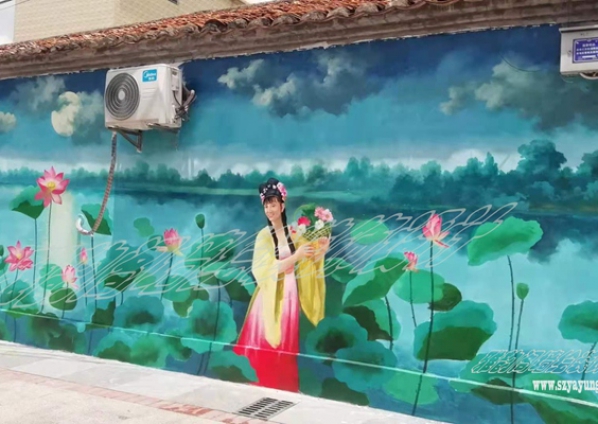 文旅食街文化墙3D墙绘网红打卡地手绘壁画——2021年5月东莞桥头《上荷坊。文创食街》墙体彩绘壁画（七）